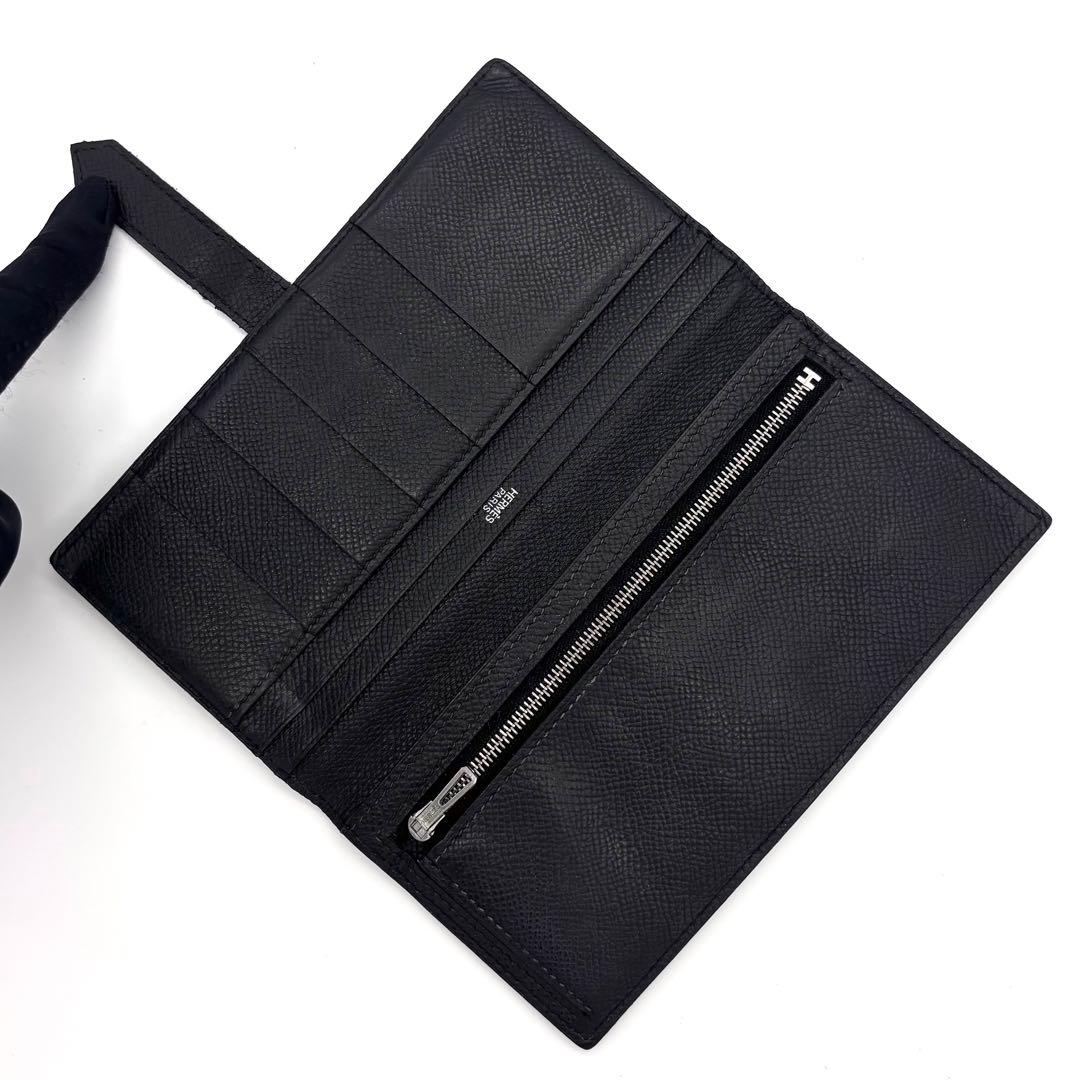 Hermes Bearn Classic Bifold Wallet Epsom Black Silver — view 3