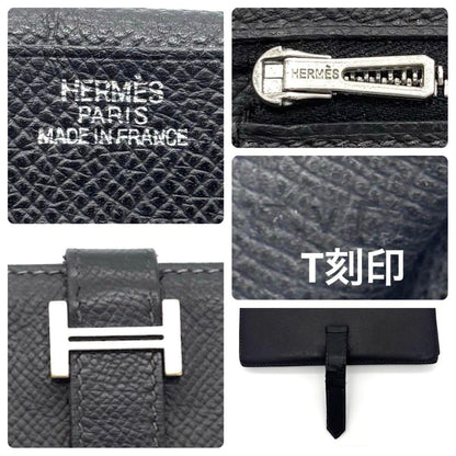 Hermes Bearn Classic Bifold Wallet Epsom Black Silver — view 9