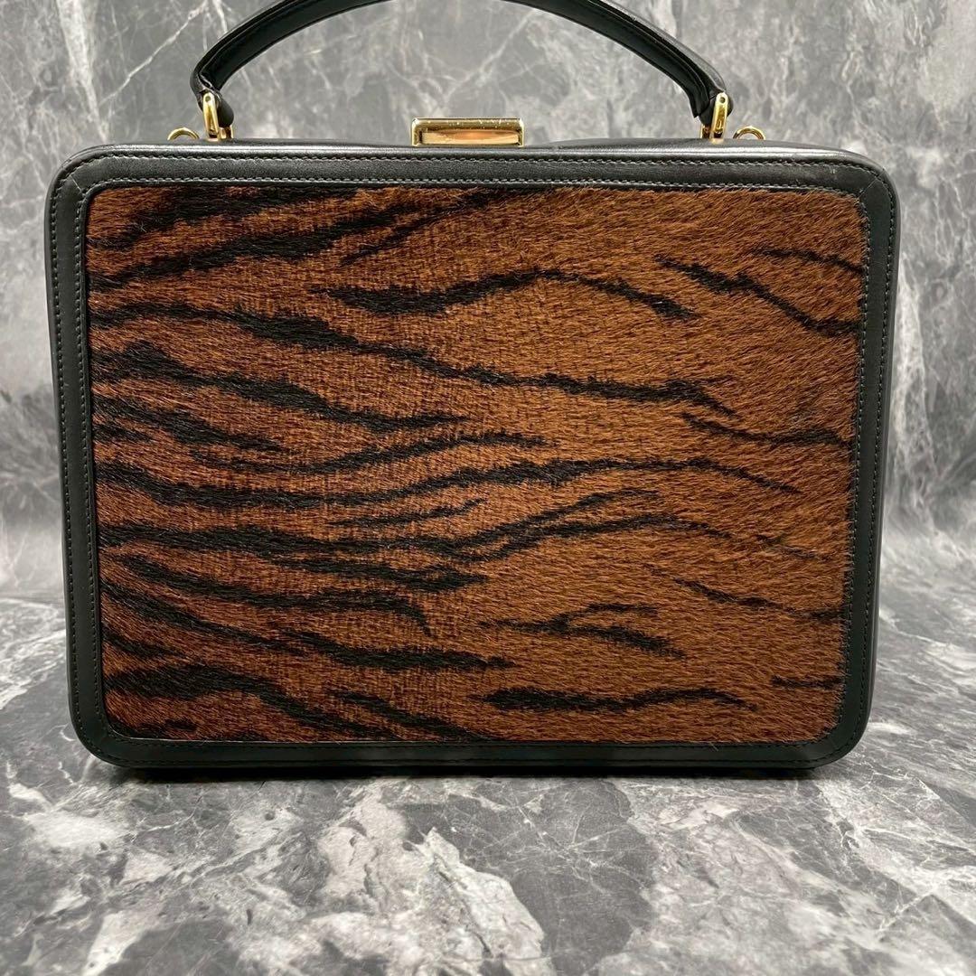 Gucci Handbag Calf Hair Brown Black Leather — view 2