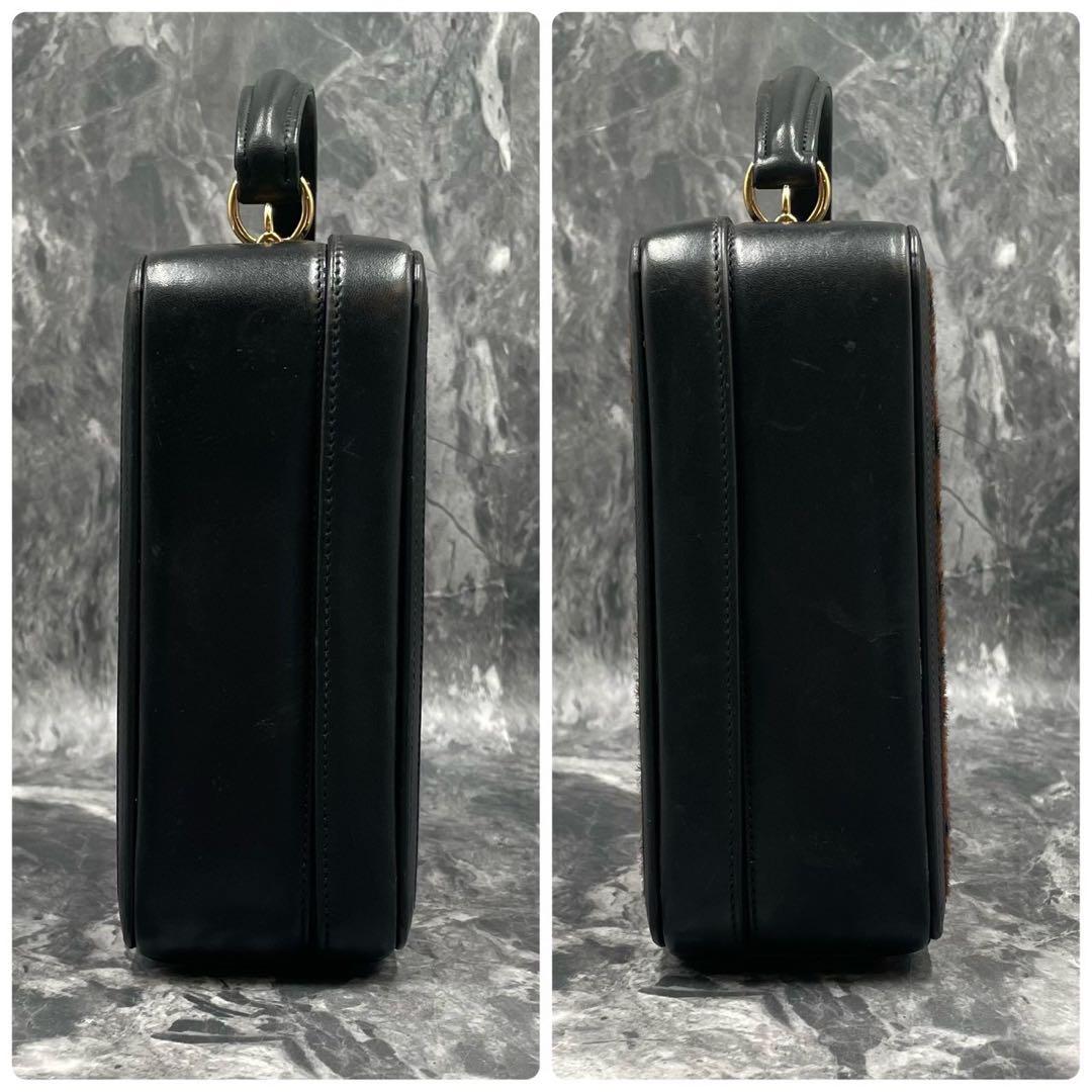 Gucci Handbag Calf Hair Brown Black Leather — view 7