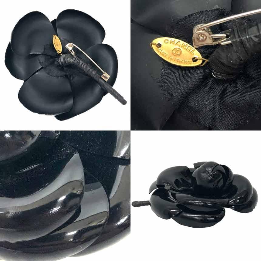 Chanel Camellia Corsage Brooch Black Aq12235