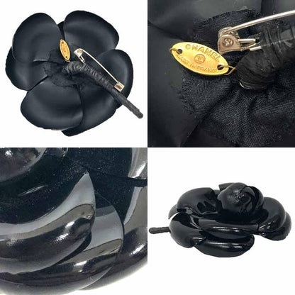 Chanel Camellia Corsage Brooch Black Aq12235
