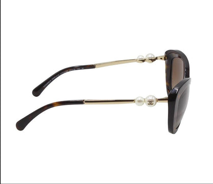 Chanel CC Logo Pearl Tortoiseshell Sunglasses Eyewear — view 4