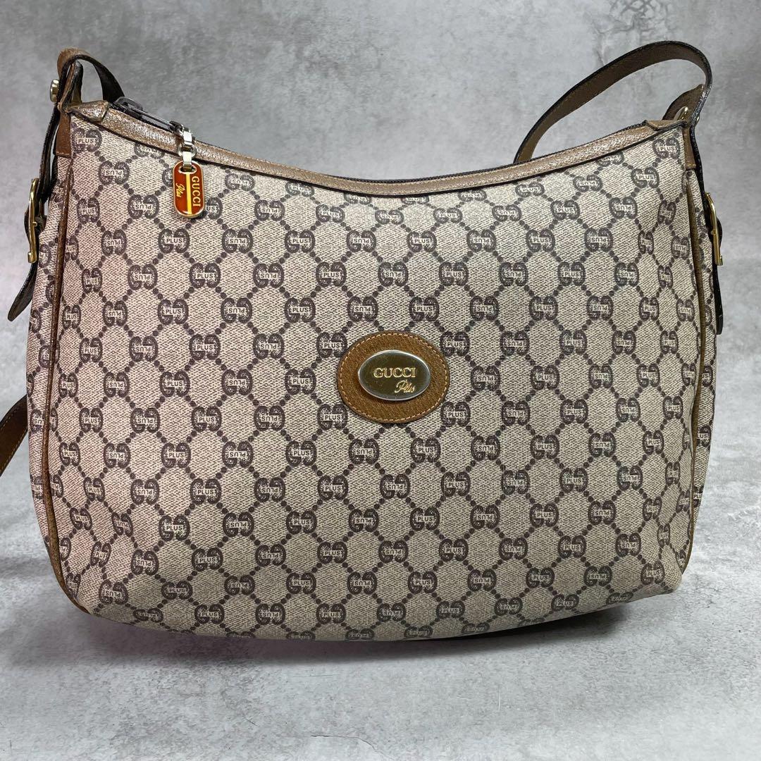 Gucci GG Shoulder Bag Brown Beige Leather Logo — view 2