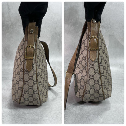 Gucci GG Shoulder Bag Brown Beige Leather Logo — view 7