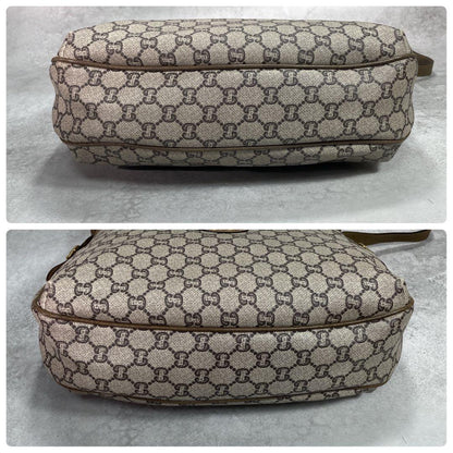 Gucci GG Shoulder Bag Brown Beige Leather Logo — view 8