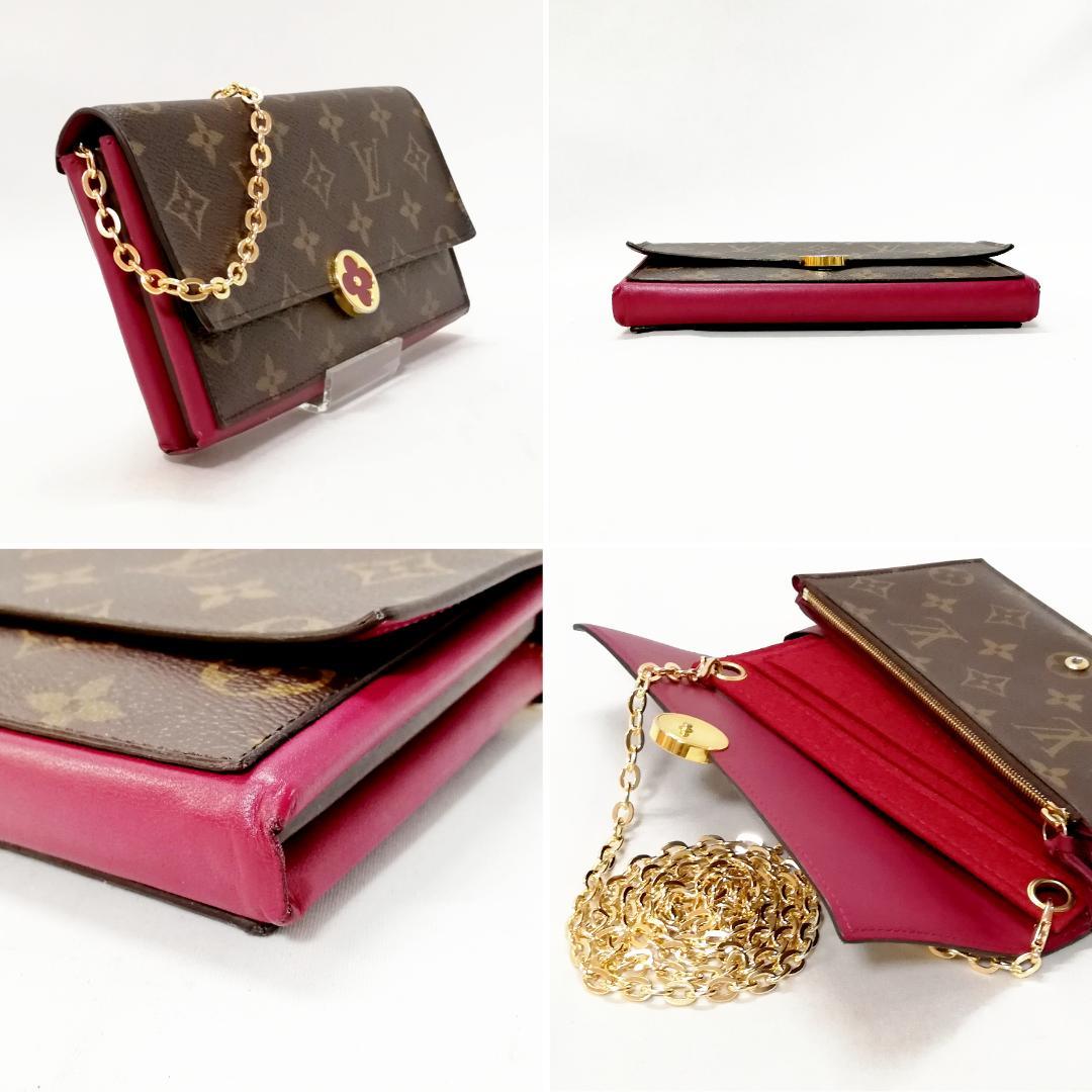 Louis Vuitton Portefeuille Flore Fuchsia Coin Purse Brown Fuchsia