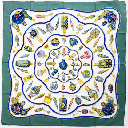 Hermes Carré 90 Perfume Bottle Green Scarf No Tags