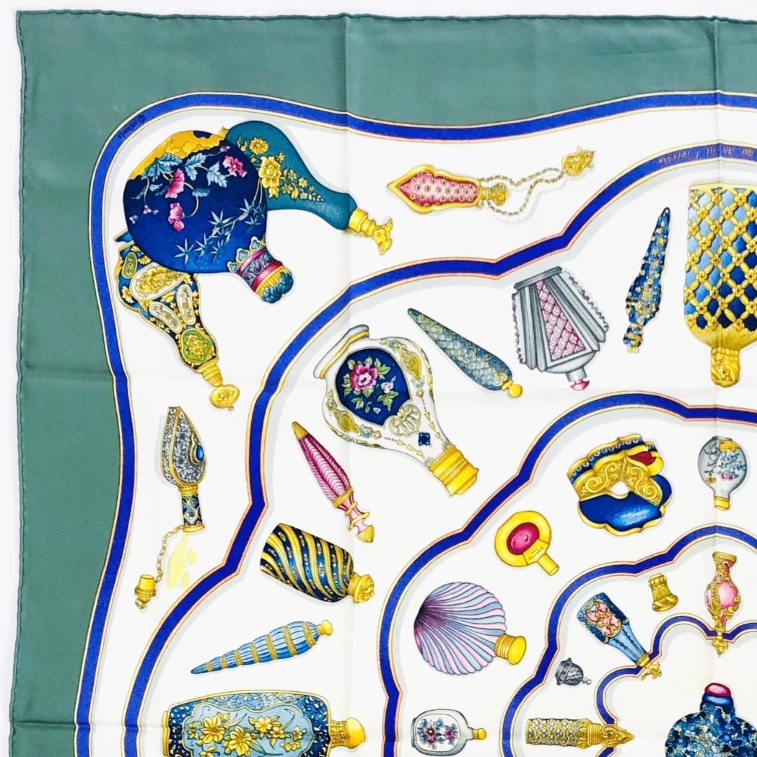 Hermes Carré 90 Perfume Bottle Green Scarf No Tags