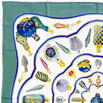 Hermes Carré 90 Perfume Bottle Green Scarf No Tags