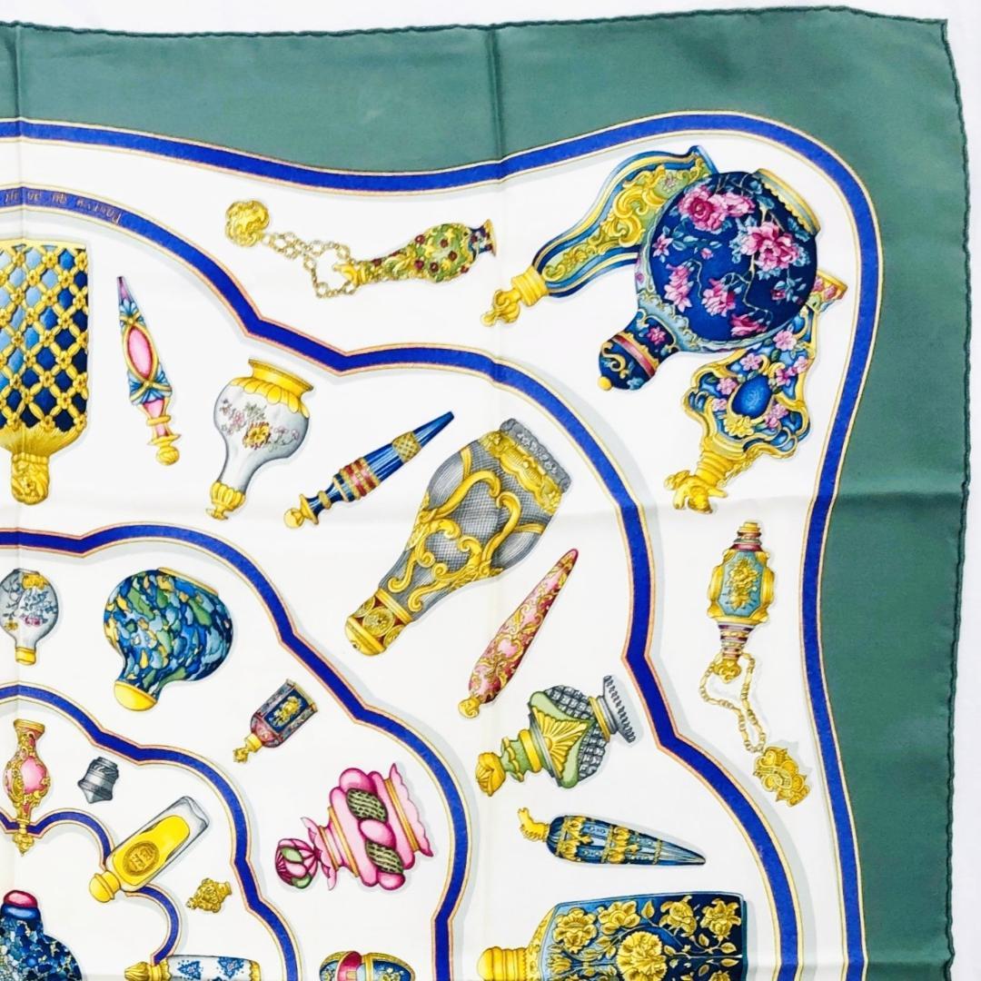 Hermes Carré 90 Perfume Bottle Green Scarf No Tags