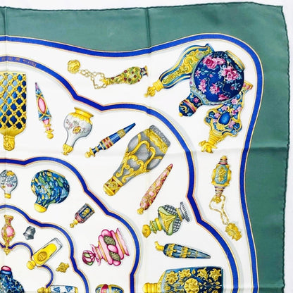 Hermes Carré 90 Perfume Bottle Green Scarf No Tags