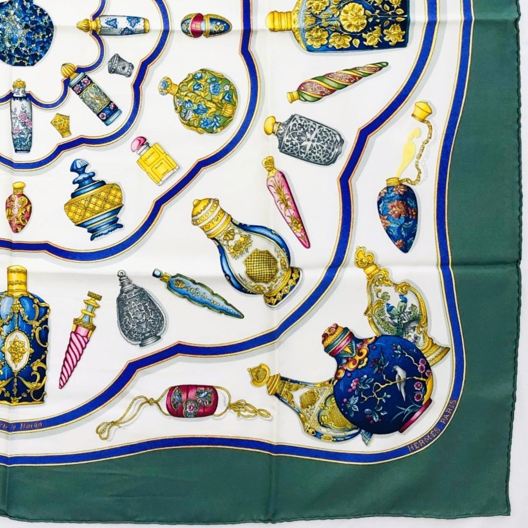 Hermes Carré 90 Perfume Bottle Green Scarf No Tags