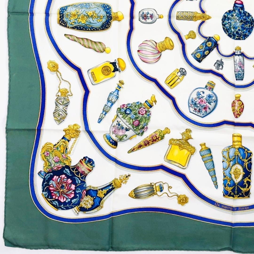 Hermes Carré 90 Perfume Bottle Green Scarf No Tags
