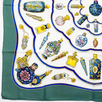 Hermes Carré 90 Perfume Bottle Green Scarf No Tags