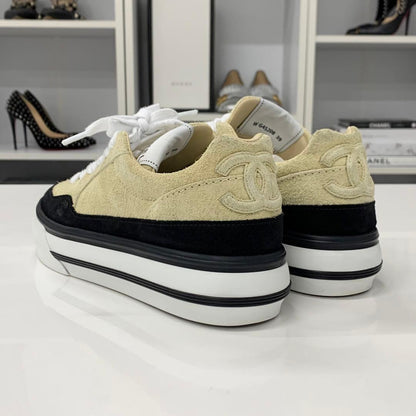 Chanel CC Logo Suede Sneakers Beige — view 5
