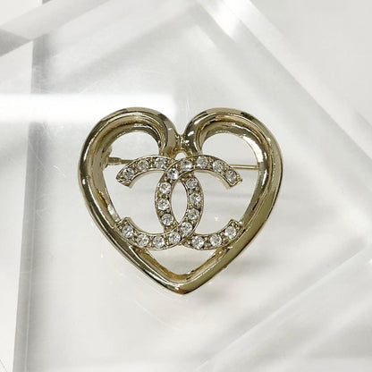 Chanel Brooch Heart Coco Mark Rhinestone