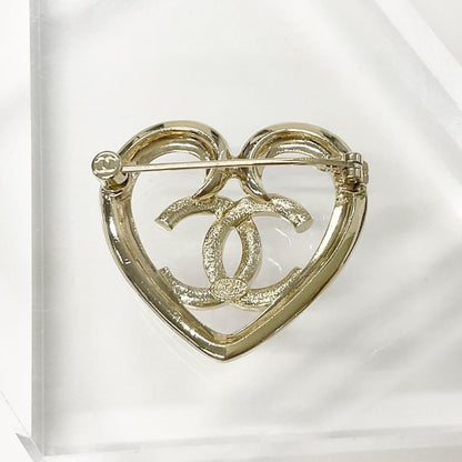 Chanel Brooch Heart Coco Mark Rhinestone
