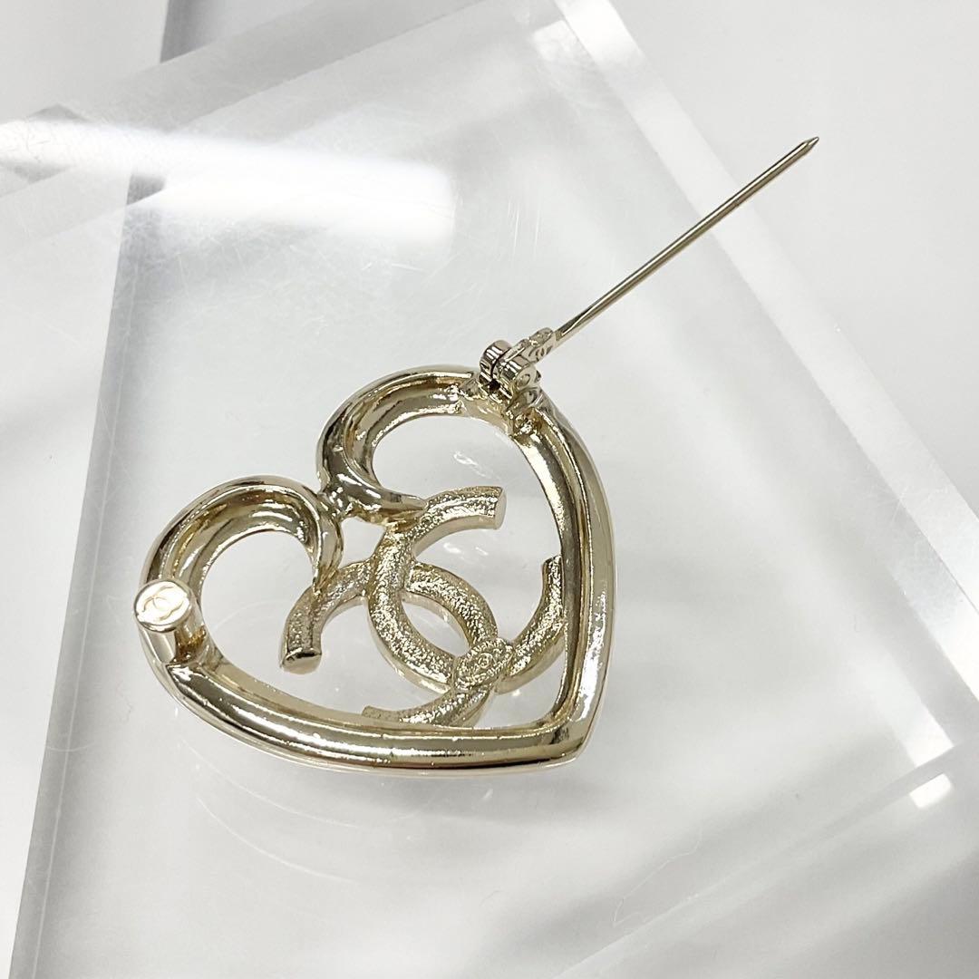 Chanel Brooch Heart Coco Mark Rhinestone