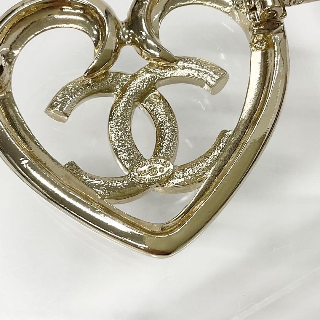 Chanel Brooch Heart Coco Mark Rhinestone