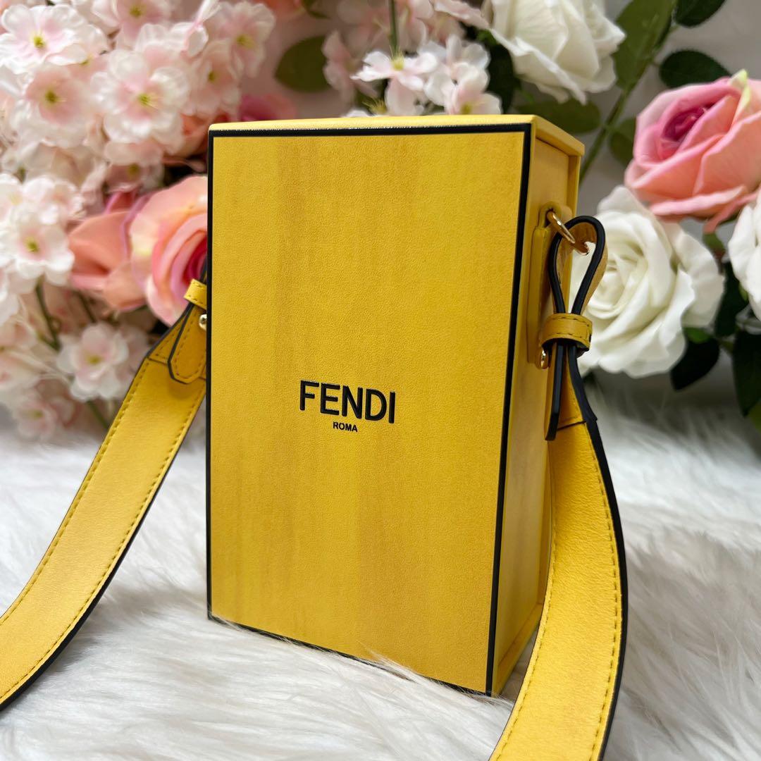 Fendi Box Shoulder Bag Leather Yellow