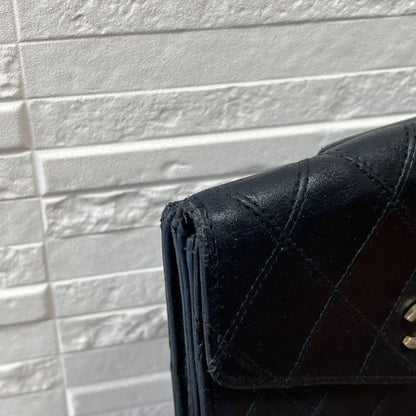 Chanel Lambskin Bicolor Quilted CC Logo Bifold Wallet Black