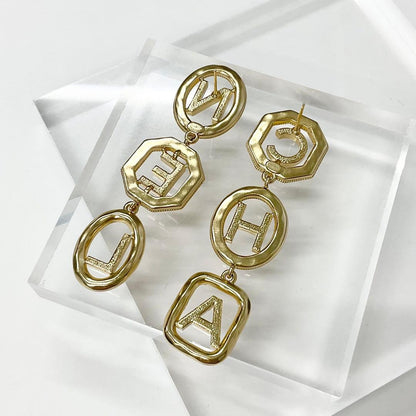 Chanel Earrings CC Logo Line Stone Gold