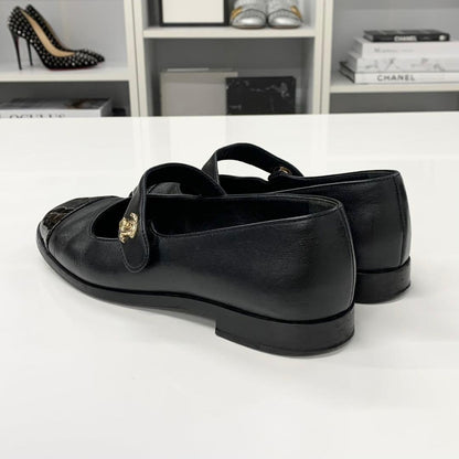 Chanel Mary Jane CC Logo Leather Turnlock Flat Shoes — view 4