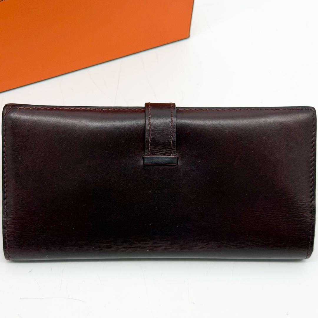 Hermes Bearn Classic Box Calf Purple Bifold Wallet Leather — view 3