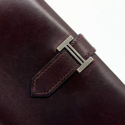Hermes Bearn Classic Box Calf Purple Bifold Wallet Leather — view 4