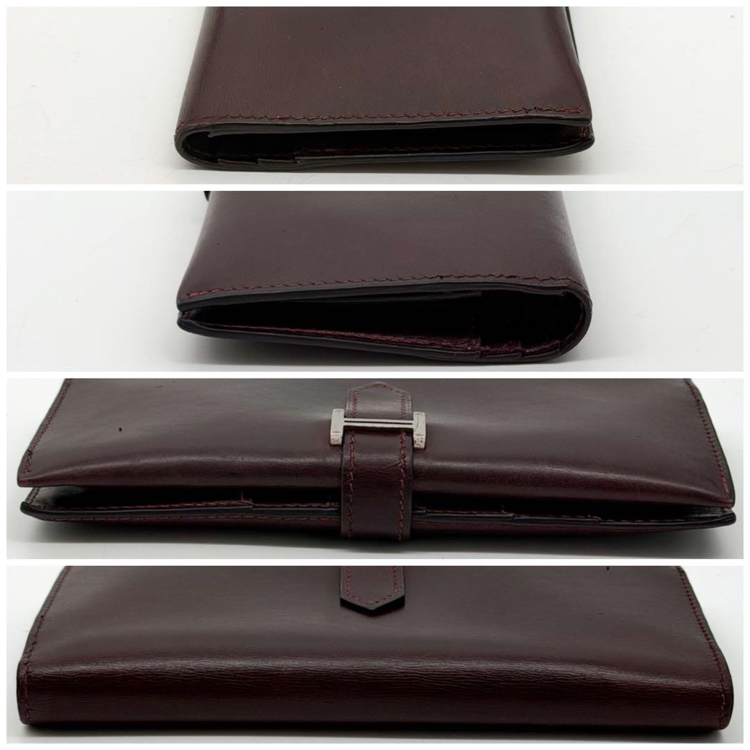 Hermes Bearn Classic Box Calf Purple Bifold Wallet Leather — view 5