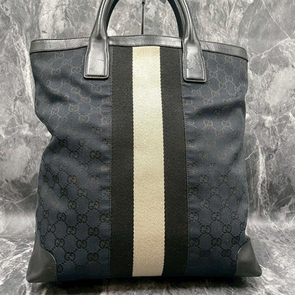 Gucci GG Sherry Line Tote Black Leather Logo — view 2
