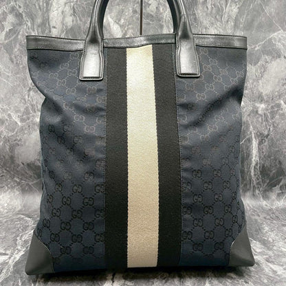 Gucci GG Sherry Line Tote Black Leather Logo — view 3