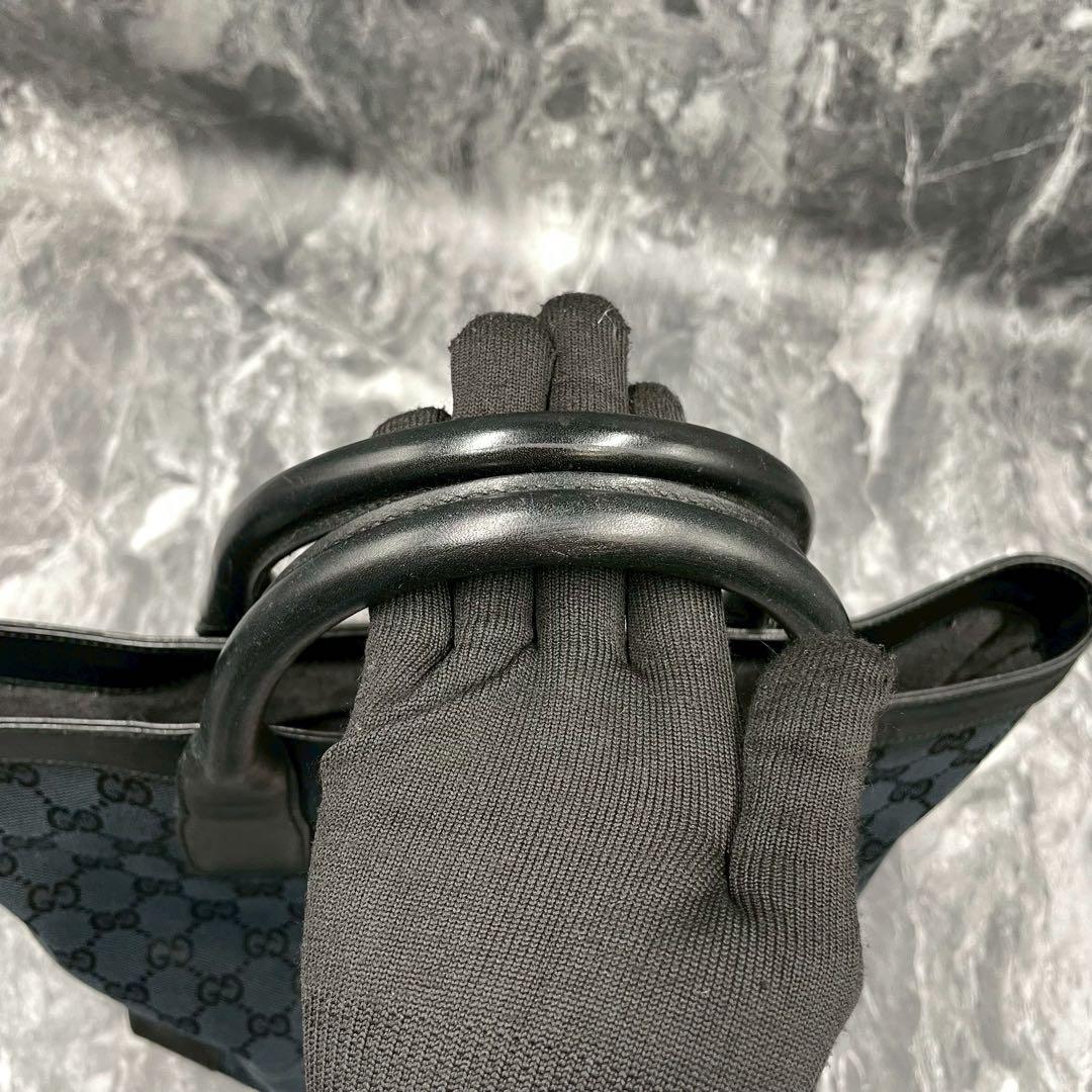 Gucci GG Sherry Line Tote Black Leather Logo — view 6
