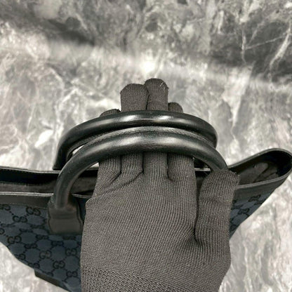 Gucci GG Sherry Line Tote Black Leather Logo — view 6