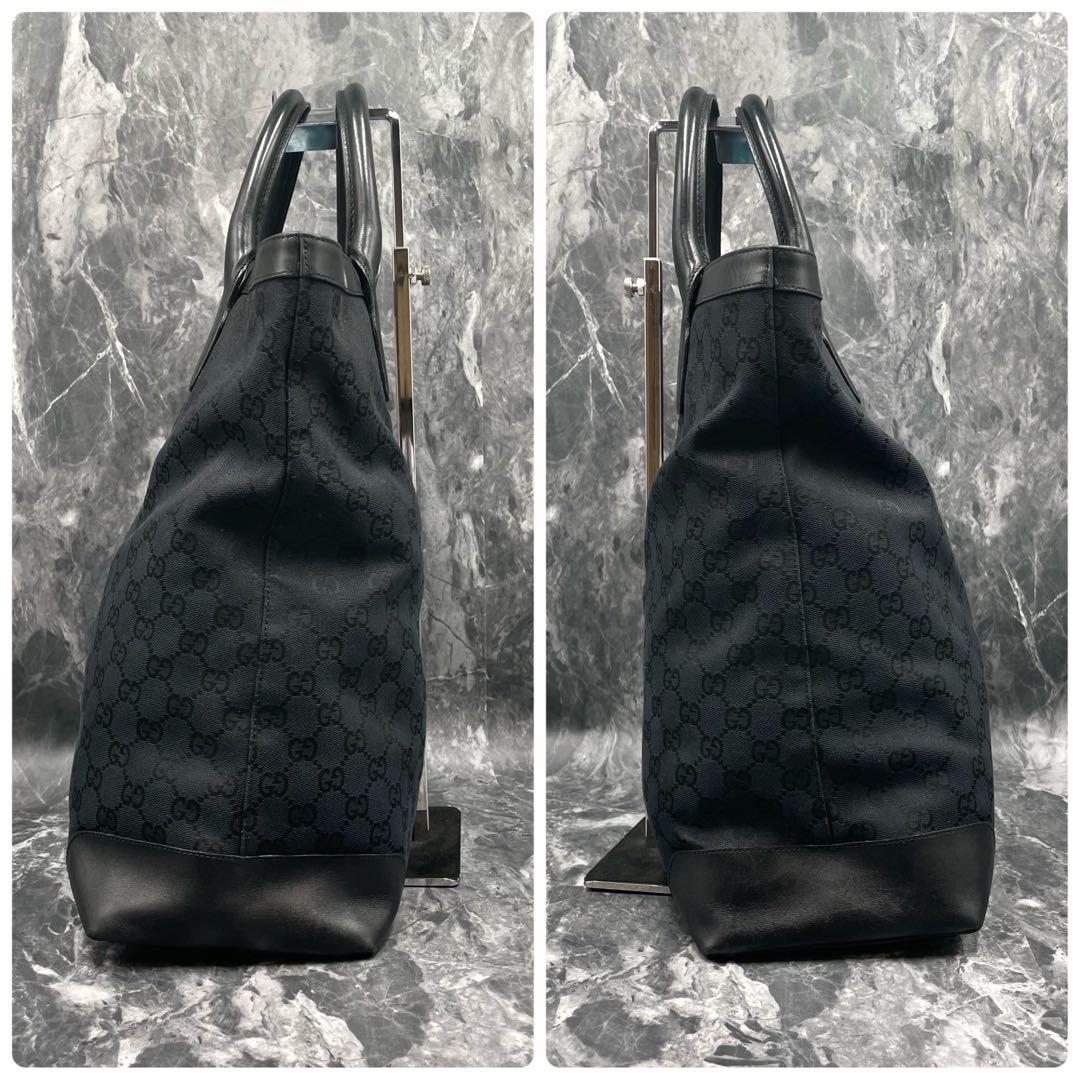 Gucci GG Sherry Line Tote Black Leather Logo — view 7