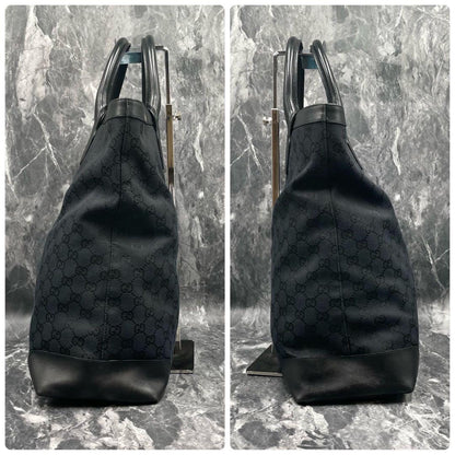 Gucci GG Sherry Line Tote Black Leather Logo — view 7