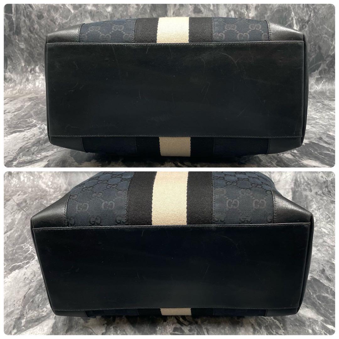 Gucci GG Sherry Line Tote Black Leather Logo — view 8
