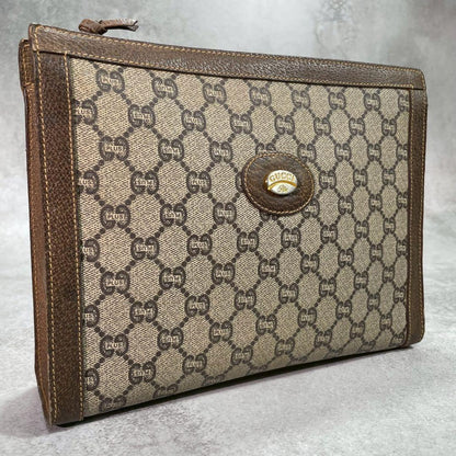 Gucci GG Clutch Brown Leather Second Logo