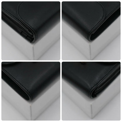 Celine Trio Trifold Wallet Calfskin Black Gold — view 9