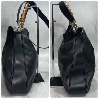 Gucci Shoulder Bag 2-Way Bamboo Black Leather — view 7