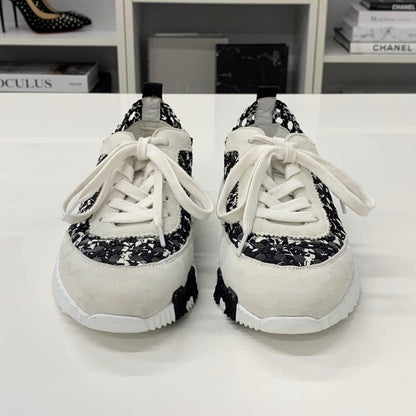 Hermes Bouncing Braided Silk Suede Sneakers Black — view 4