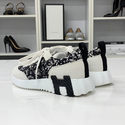 Hermes Bouncing Braided Silk Suede Sneakers Black — view 5