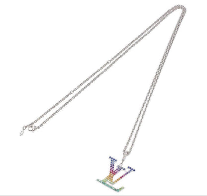 Louis Vuitton 18k White Gold Pendant LV XL Rainbow Necklace — view 2