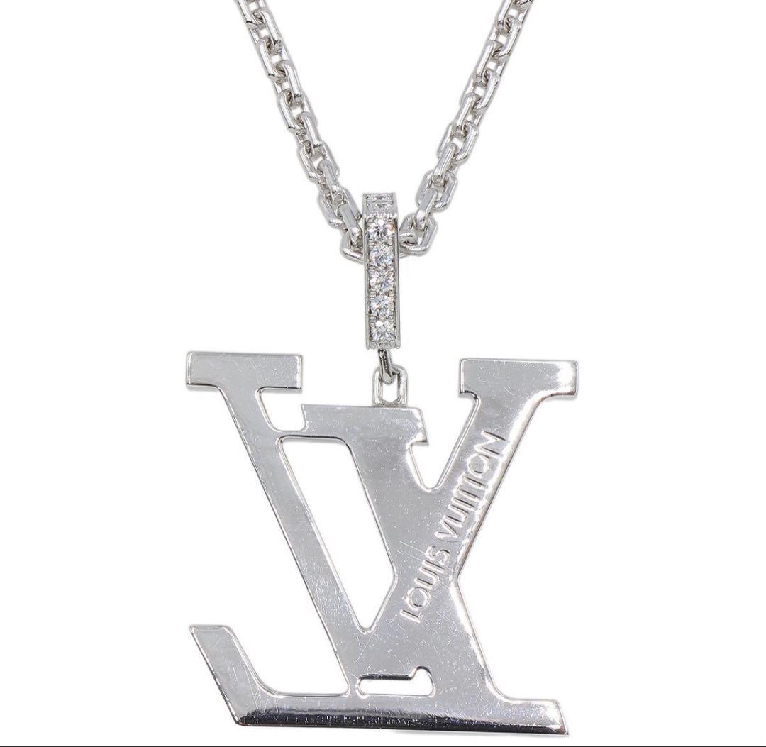 Louis Vuitton 18k White Gold Pendant LV XL Rainbow Necklace — view 5