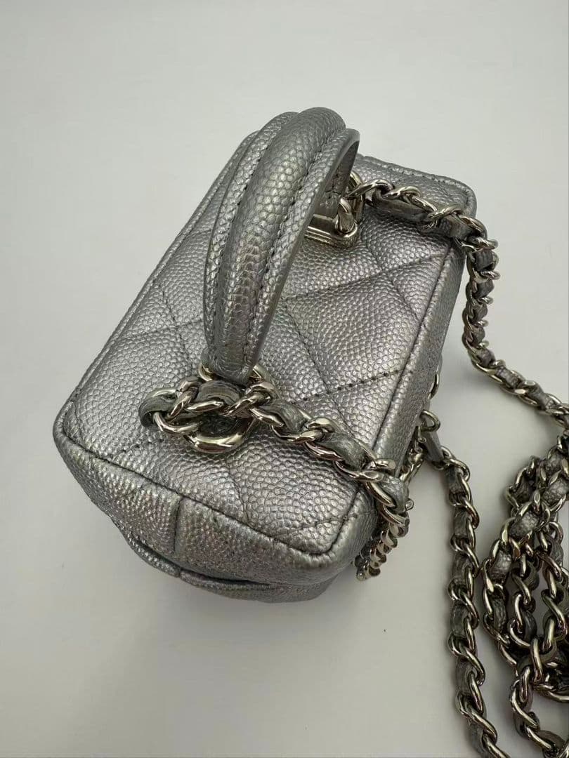 Chanel Caviar Leather Mini Flap Bag Silver — view 2