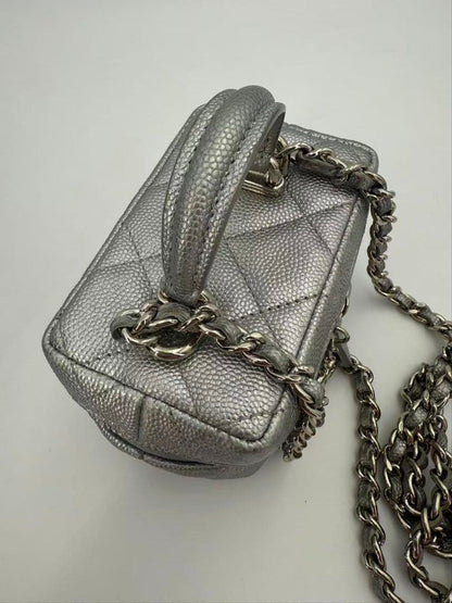 Chanel Caviar Leather Mini Flap Bag Silver — view 2