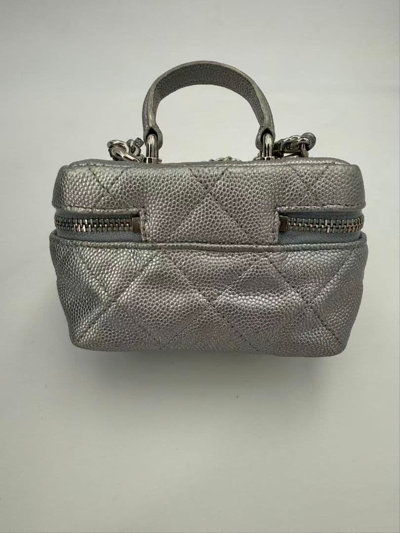 Chanel Caviar Leather Mini Flap Bag Silver — view 3