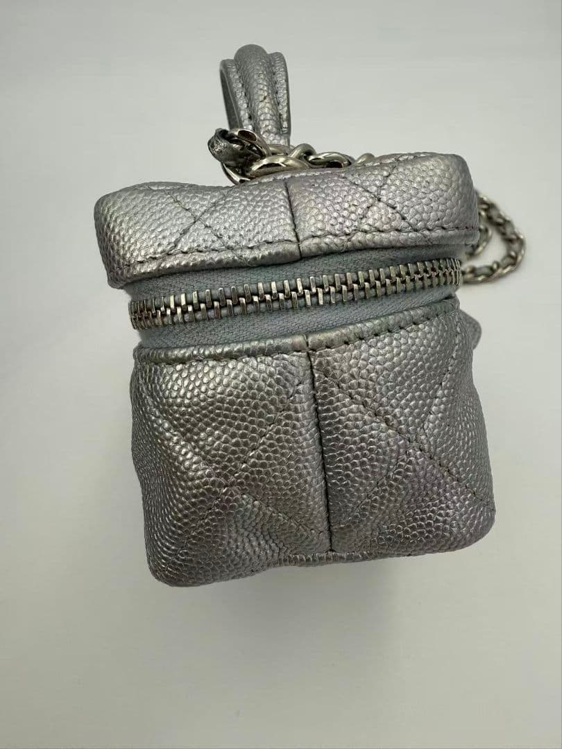Chanel Caviar Leather Mini Flap Bag Silver — view 4