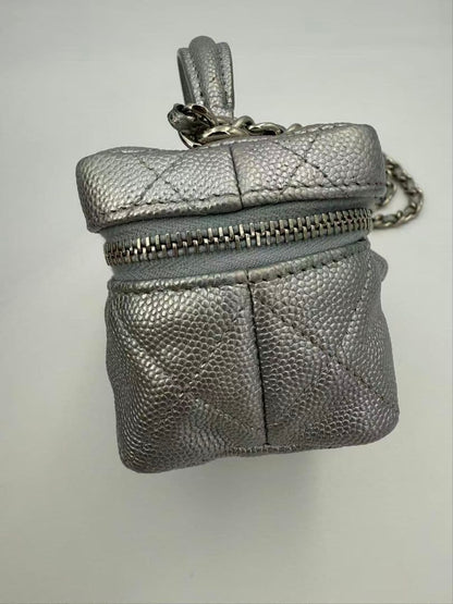 Chanel Caviar Leather Mini Flap Bag Silver — view 4